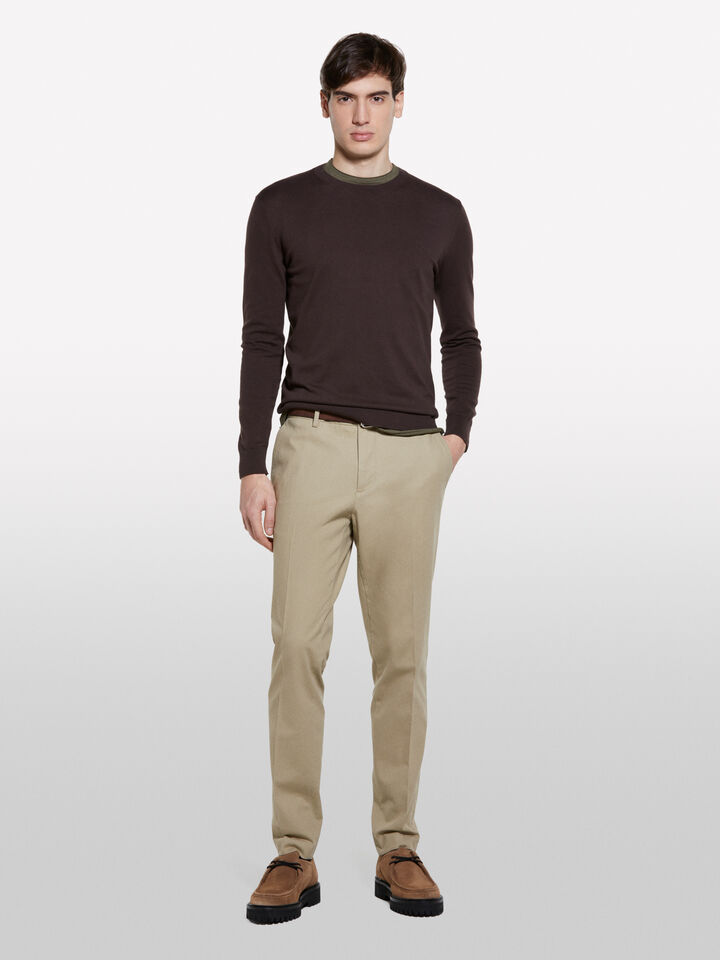 Pull coupe regular marrom escuro - camisolas gola redonda para homem - Marrom-Escuro | Sisley image number 1